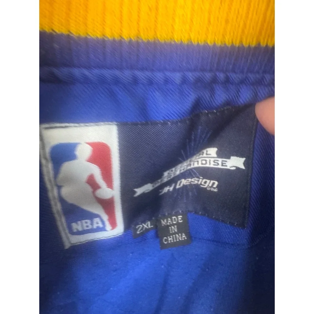 JH Design NBA Golden State Warriors Varsity Jacket Blue Yellow Mens 2XL Bomber